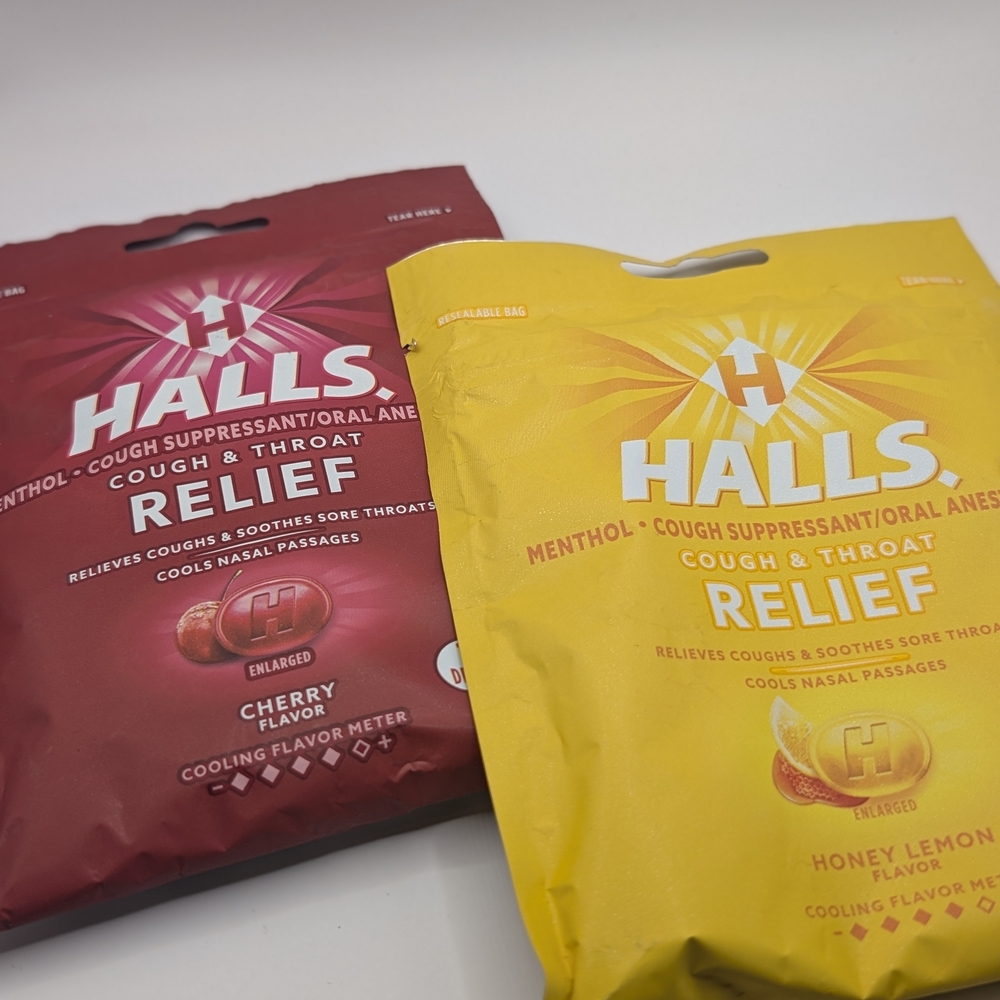 New! Halls Cough & Throat Relief Cherry and Honey Lemon - 2